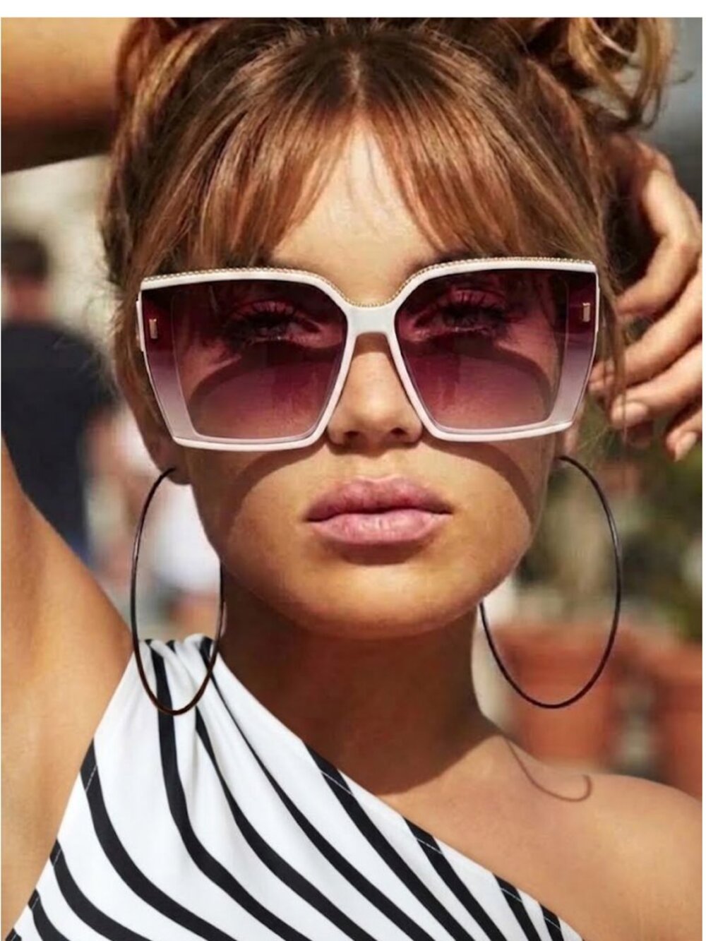 True Religion White And Gold Accent Tortoise Oversized Square Sunglasses NWT